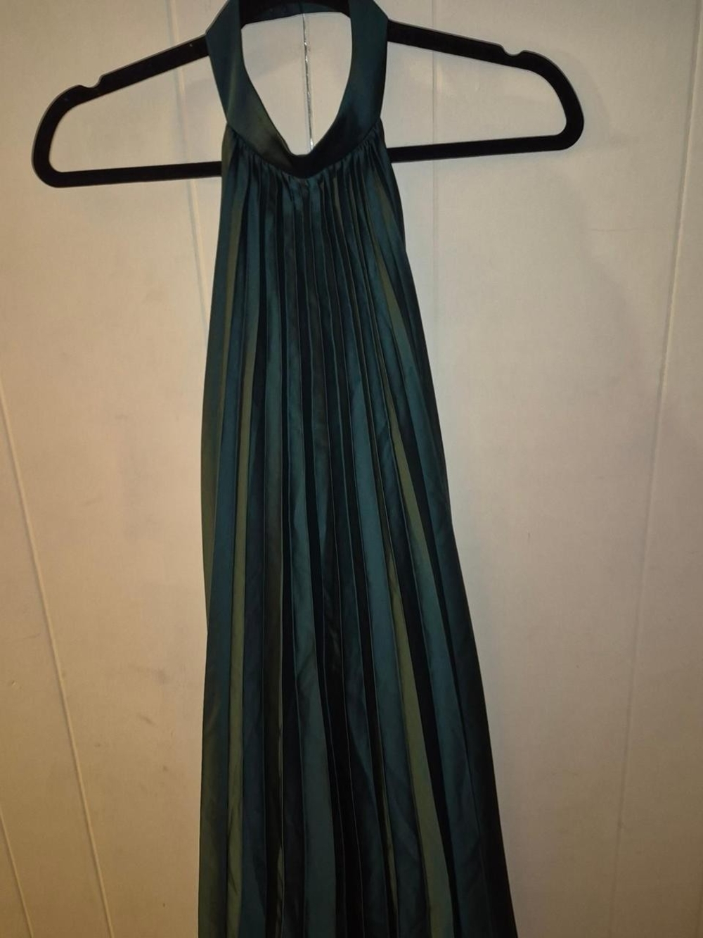 Abercrombie & Fitch Forest Green Halter Pleated Maxi Dress